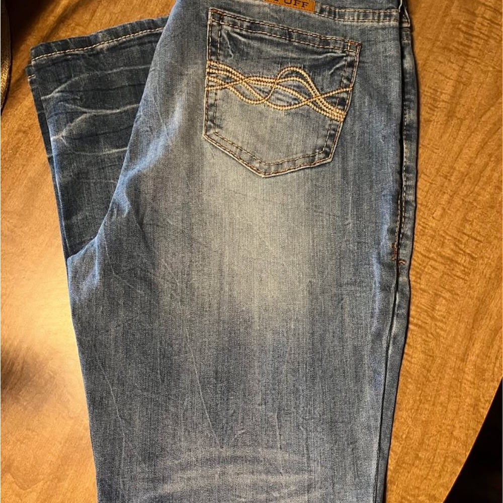 NWOT Cowgirl Tuff Women's Blue Boot Cut Jeans with Decorative Back Pocket